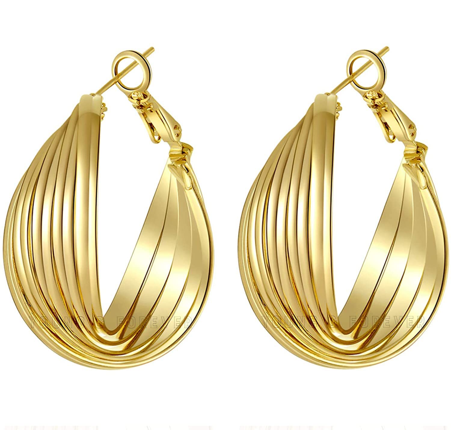 Young & Forever Rakhi, Friendship Day Gifts Special Chunky Gold Hoop Earrings for Women 18k Gold Plated Twisted Hoop Earrings for Girls Hypoallergenic Lightweight Gold Hoop Earrings Delicate Jewelry (B09NL2JH6Z) Amazon Price History, Amazon Price Tracker