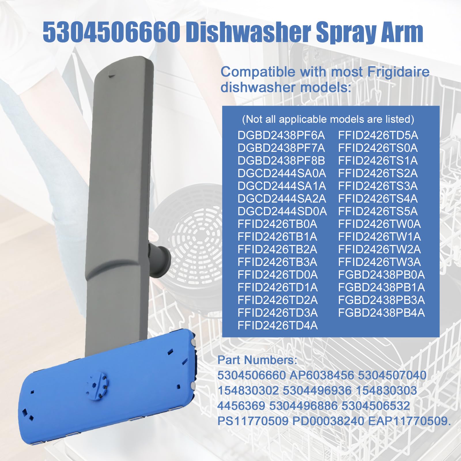 Conjunto de brazo de lavado inferior para lavavajillas 5304506660 mejorado para ensamblaje de brazo de pulverización de lavavajillas Frigidaire