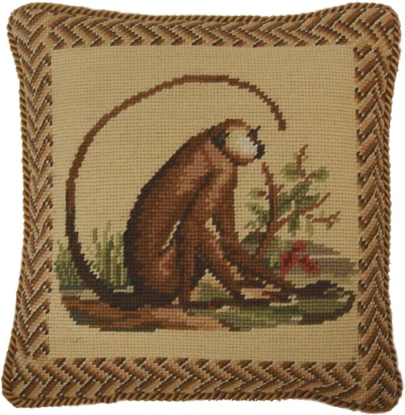 Handmade Wool Needlepoint Throw Pillow Cover 11x15 - Vintage French Country Decorative Cushion Cover for Couch, Bed, and Spring Home Deco