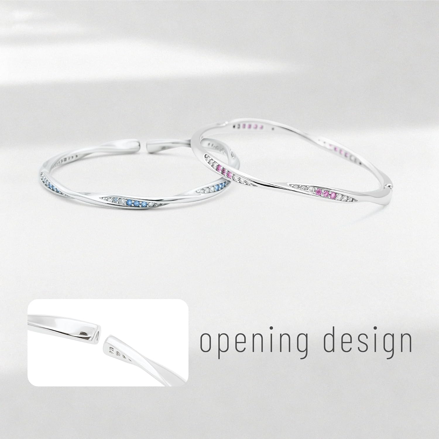 Cute Copper Cuff Bracelets for Women, Women's Silver Cuff Bangle Bracelets with Diamon, Adjustable Jewelry Gift for Mom Wife Daughter - Image 4