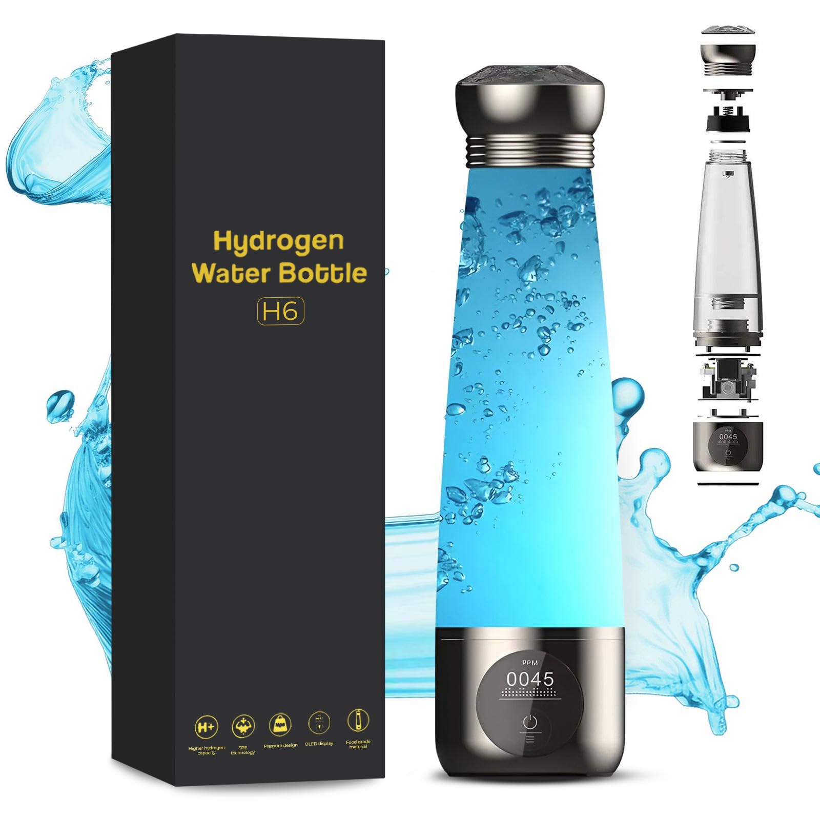 Arcanix Botella Agua Hidrogenada 280ml – Hydrogen Water Bottle, Maquina Hidrogenadora de Agua para Casa con Ionizador, Filtro y Osmotizador, Botella de Hidrogeno Molecular con Hidrogenador de Agua