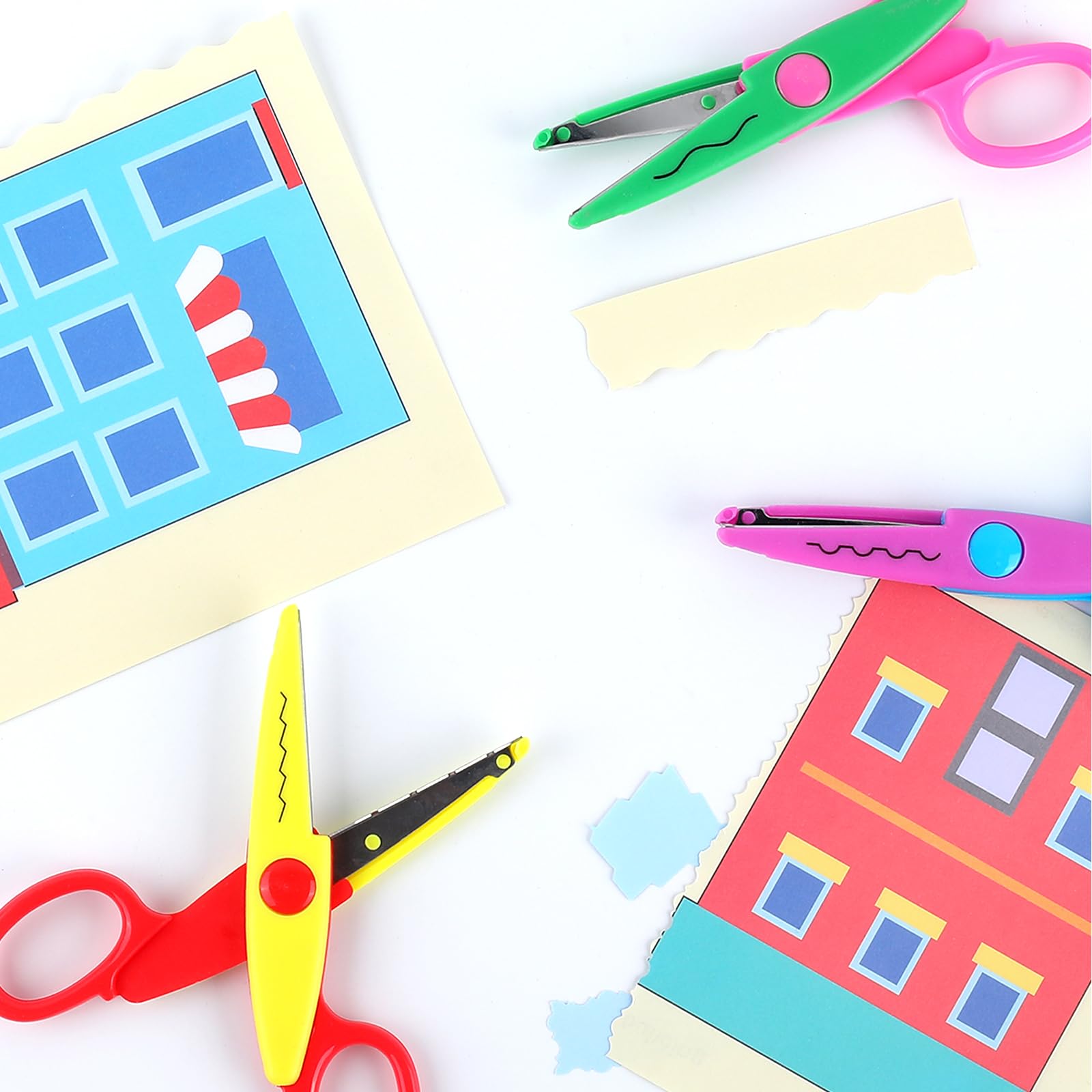 12 Stück Bastelscheren, dekorative Kante, 12,7 cm Sicherheitsscheren, bunte Zickzack-Scheren, verschiedene Papierschneider-Musterscheren für Büro, Schule, Scrapbook