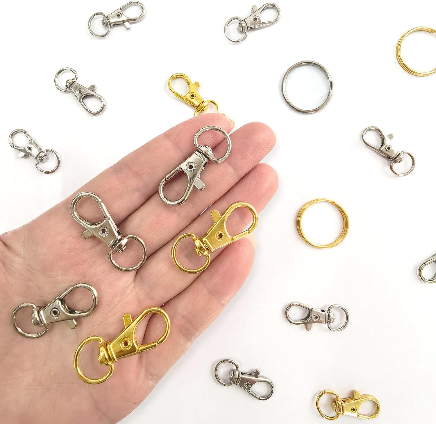 60PCS Keychain Making Supplies, Lobster Claw Clasp with Key Rings, Keychain Making kit Including 30PCS Keychain Clip Hooks and 30PCS Key Chain Rings for Crafts