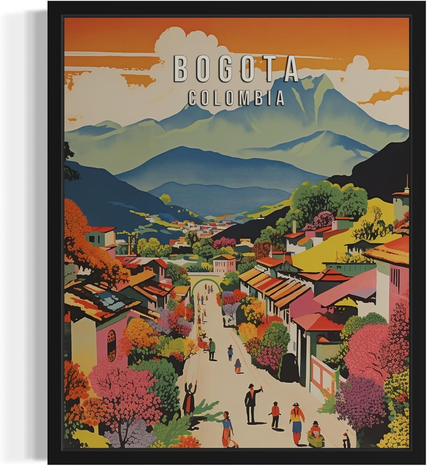 Bogota Colombia Black Framed Art Print Poster Wall Art, Vintage Travel Posters, Travel Gift, Home Decor Painting for Bedroom, Bathroom, Living Room Art Decorations 57 (Bogota Colombia, 10"L x 8"W, Black Frame)