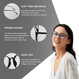 FONHCOO Blue Light Blocking Glasses Women Men Computer Eyeglasses,TR90 Fashion Round Transparent Anti Blue Light Glasses with Anti Eyestrain & UV Glare for Gaming & Reading (Shiny Black)