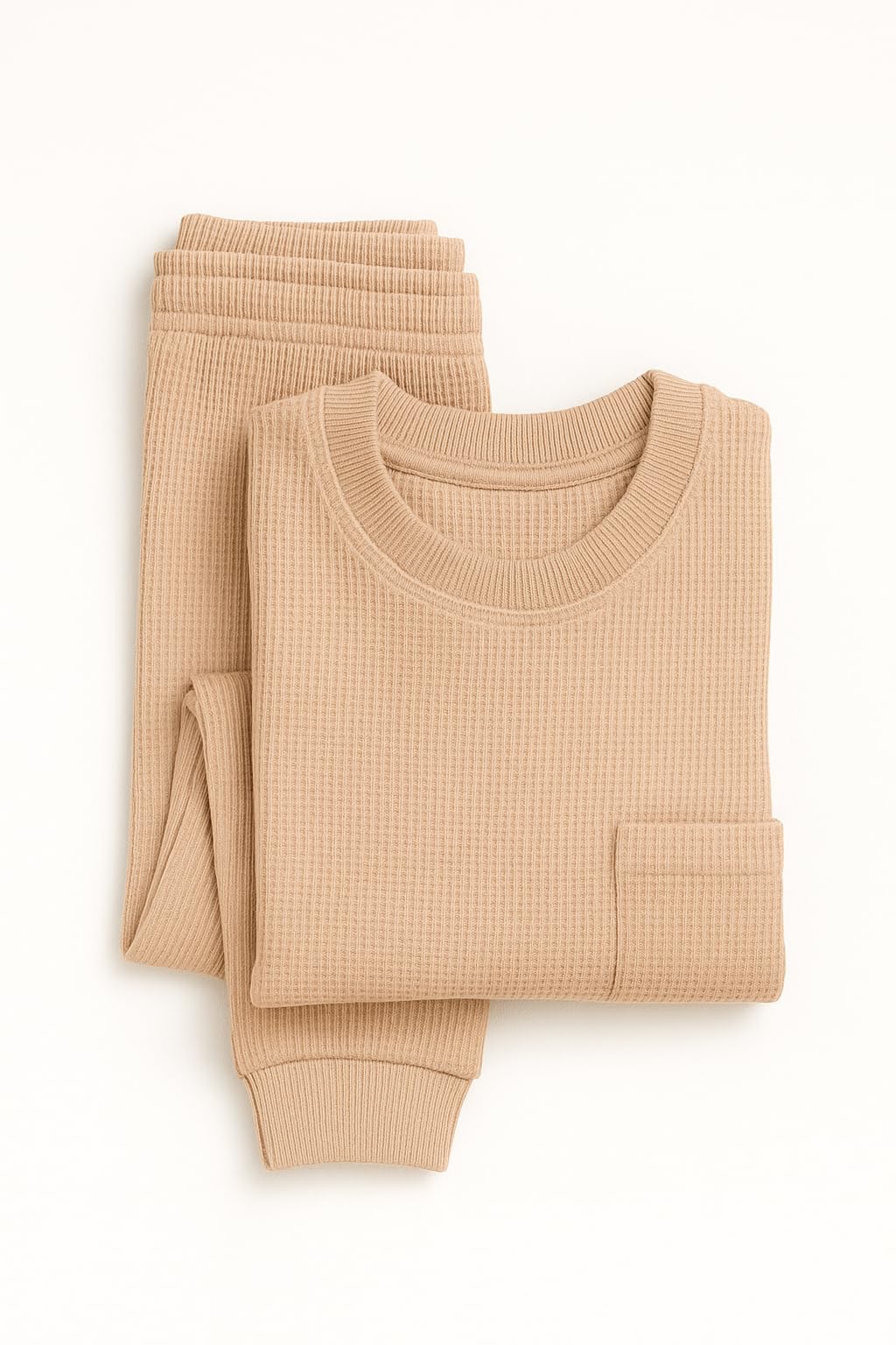 HuggleBug Kids Cotton Waffle Co-ord Set for Boys & Girls | Soft Breathable Everyday Wear Top & Bottom Set 4