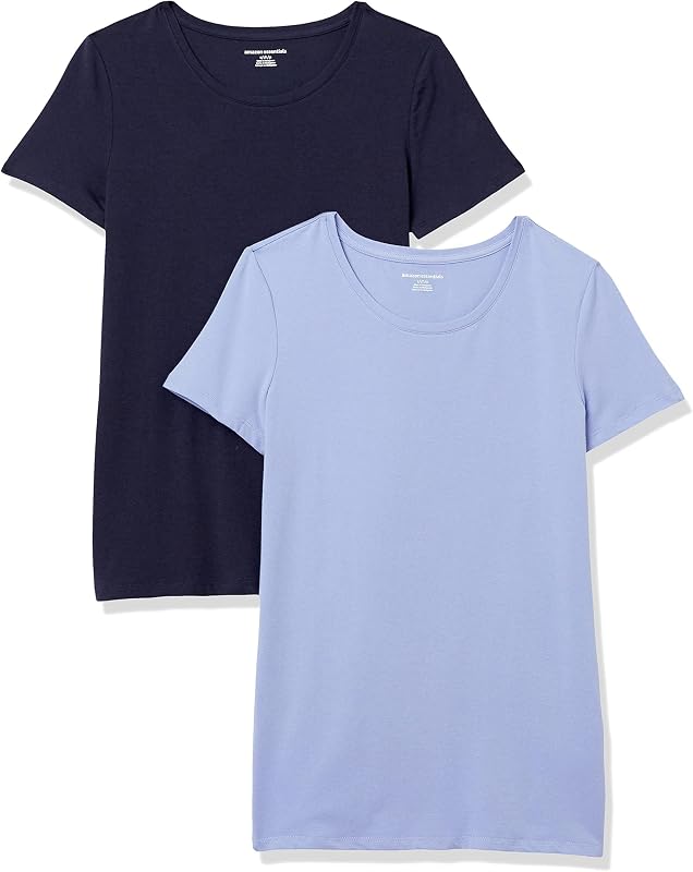 remera de manga corta y cuello redondo Amazon Essentials Regular-Fit para mujer, paquetes múltiples