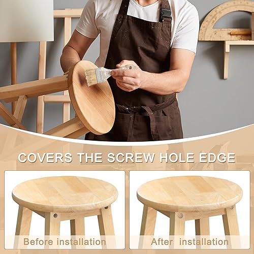 Miniatura 3 de uxcell 60 tapones de madera de cabeza plana, tapón de tornillo de botón de madera de 1316 pulgadas, tapones de madera, tapas de agujero de tornillo