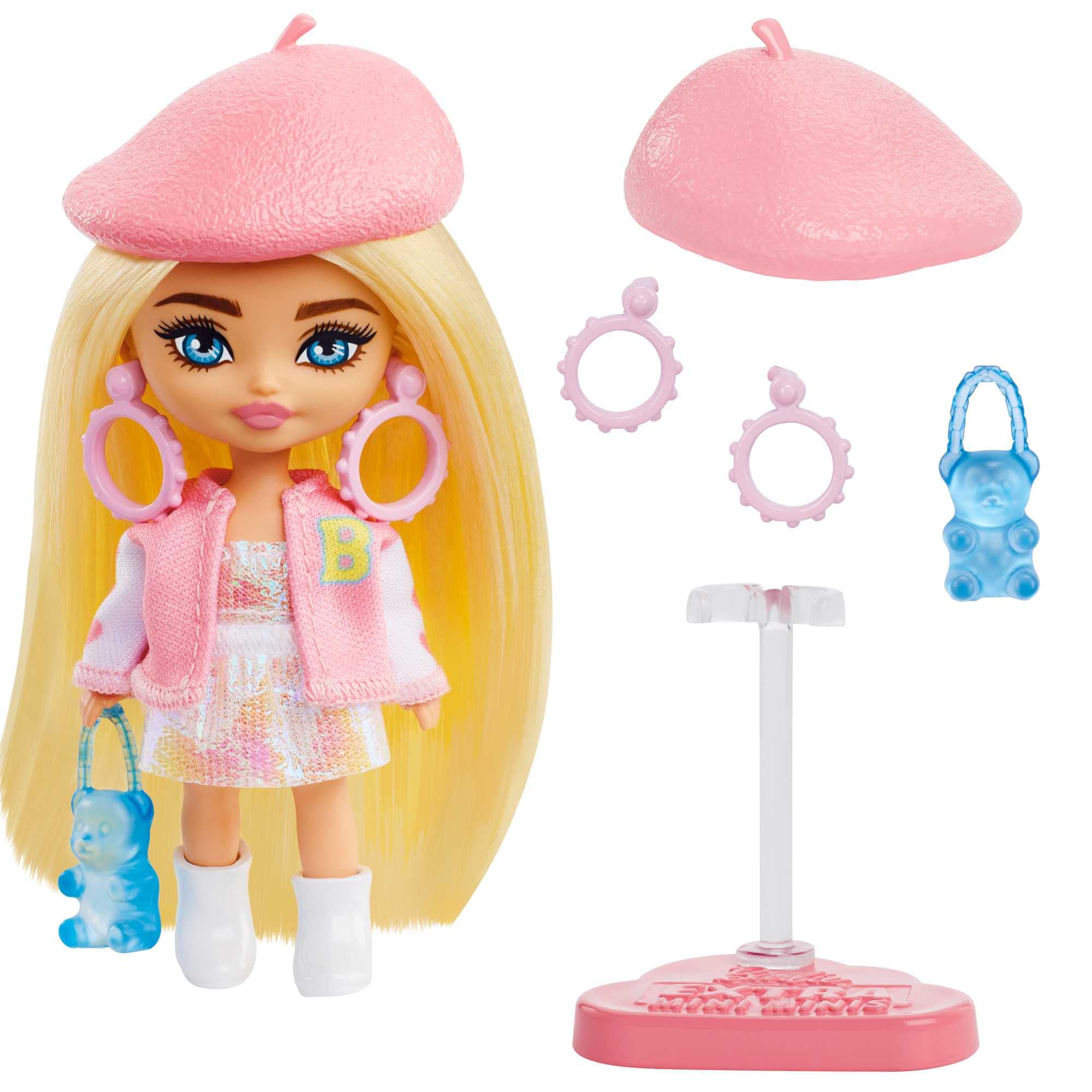 Barbie Extra Mini Minis Traje Rosa Muñeca pequeña con Conjunto de Moda, Juguete +3 años (Mattel HLN48)