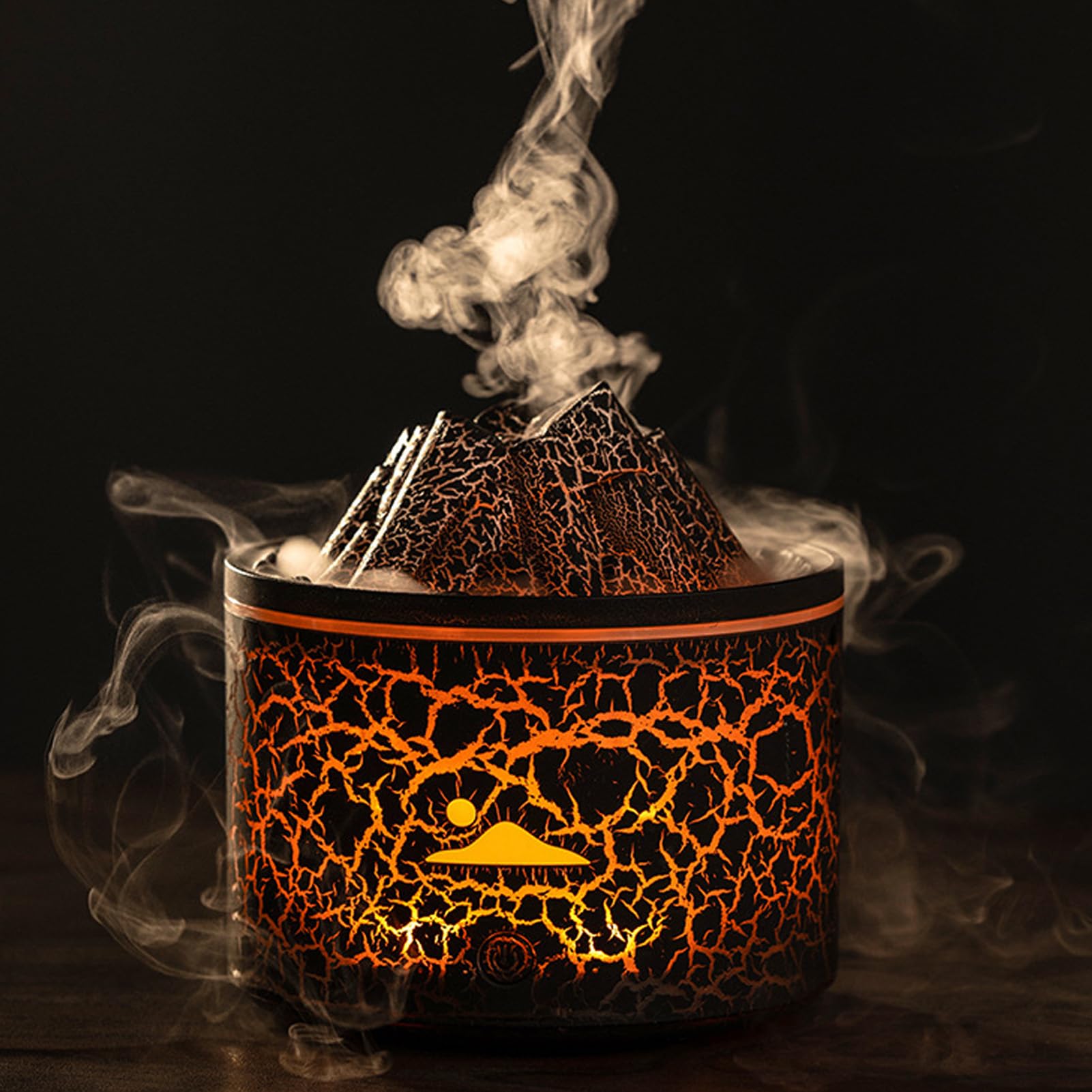 Diffusore di oli essenziali, umidificatore diffusore d'aria a fiamma, diffusore per aromaterapia a fiamma (Nero)