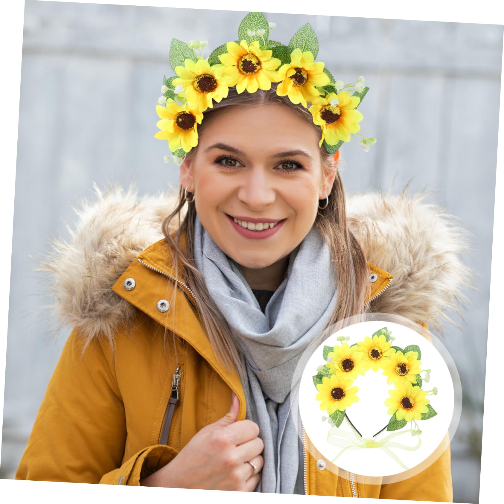 Baluue 5stücke Floral Sonnenblumen Haarschmuck Dekoratives Blumenhaarband Für Frauen Und Teens Für Hochzeiten Partys Und Festivals Leicht Und Komfortabel