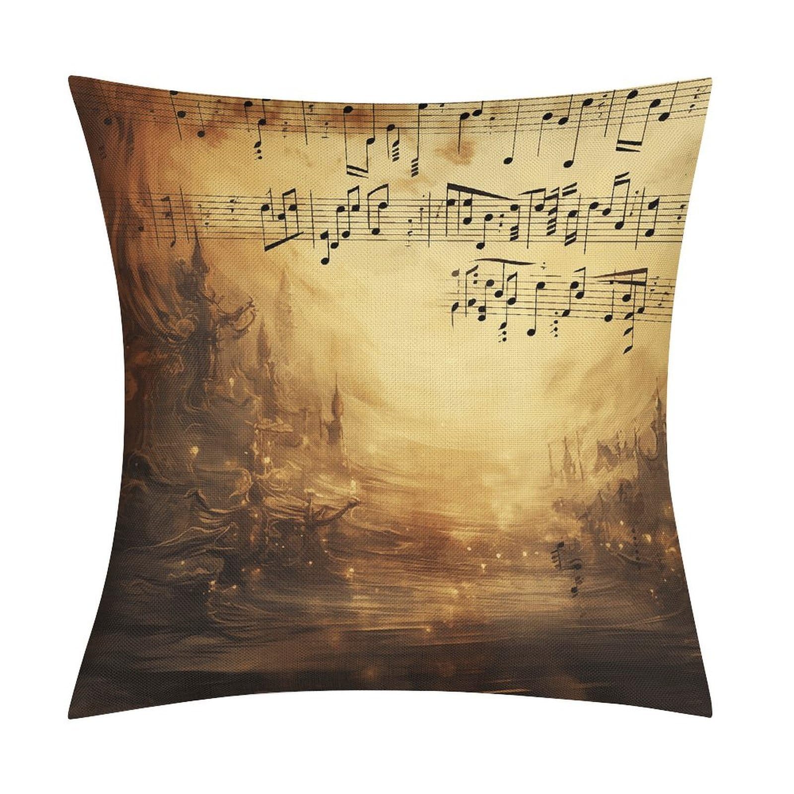Adfgyerh Style Sheet Music Pillow Covers Soft And Comfortable Invisible Zipper ，Home Decor 18X18 Inch Edging Technology，Throw Pillow Covers For Couch Sofa Bedroom Living Room.
