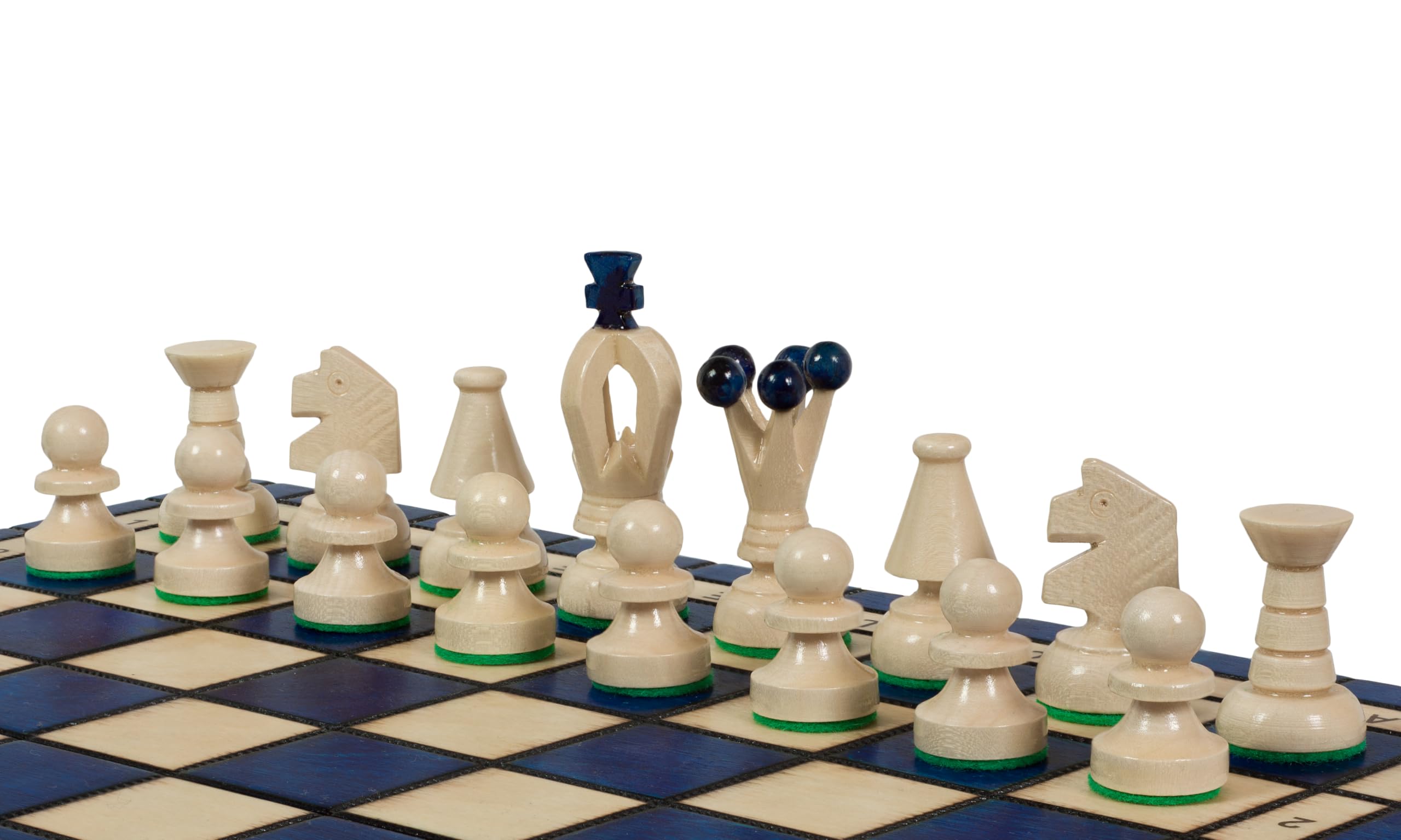 Sunrise Chess - Scacchi Reali "Medium" 35x35 cm - Set in Legno, Colore Blu