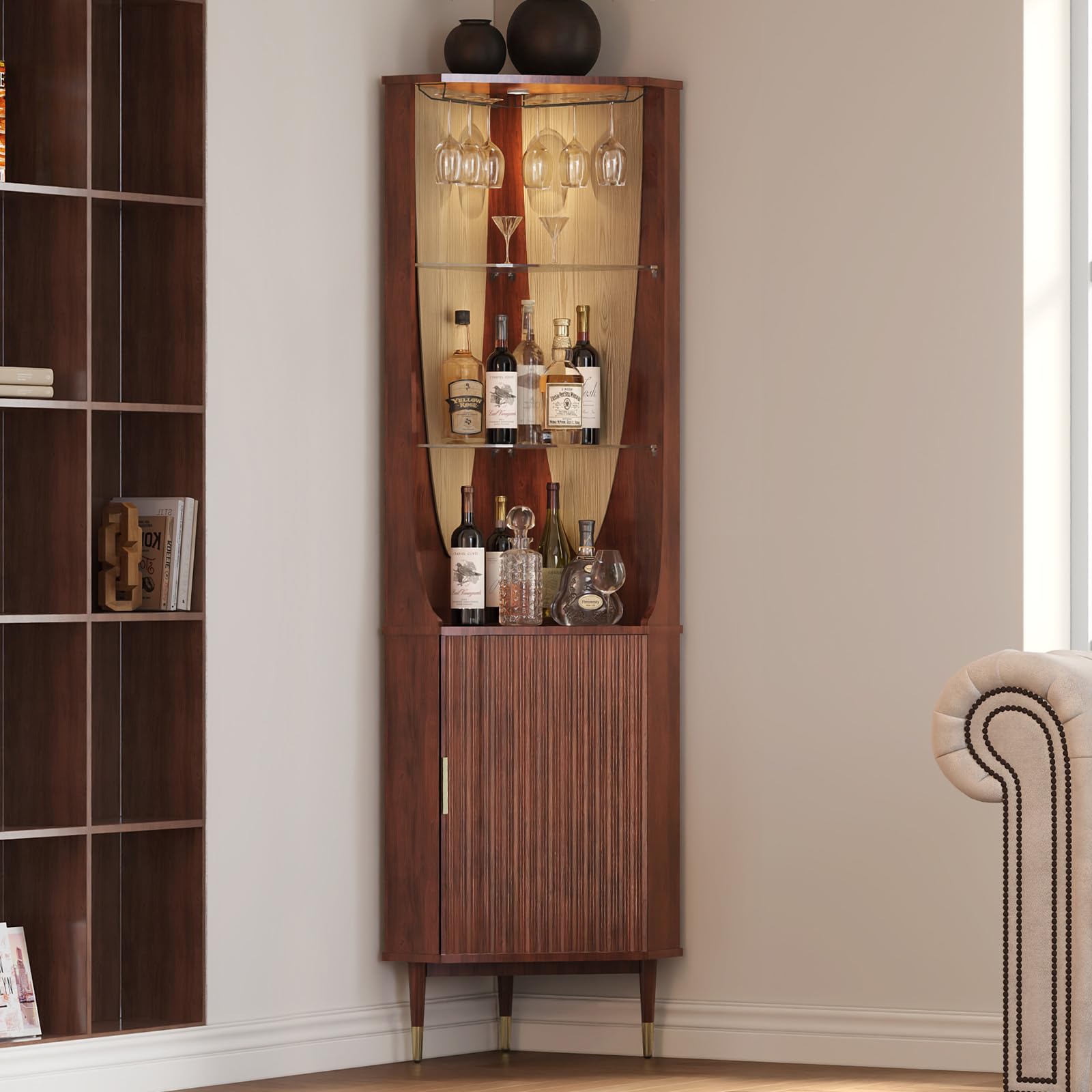 JOINICE Tall Corner Bar Cabinet