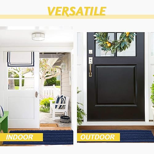 Miniatura 6 de NICETOWN Alfombras de baño de color azul marino, ultra gruesas y suaves, tapetes de felpa de felpilla copetudos a mano con respaldo antideslizante,