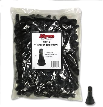 Snap in Valve Stem for Tubeless Tires, 100-Pack | Maximum Air Pressure 65 psi, Fits .625" Rim Holes, Effective Length 1-1/4" Conforms to SAE J1205-J1206 Standards TR415