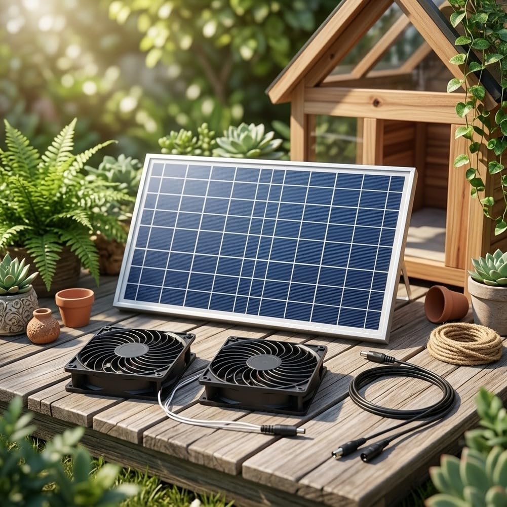 Solar Panel Fan for ki, 30W IP65 Waterproof Rating Solar Ventilation Exhaust Fan, Solar PV Panel Aluminum-Frame Dual-Fan Solar For Households, RVs, Pet Shelters