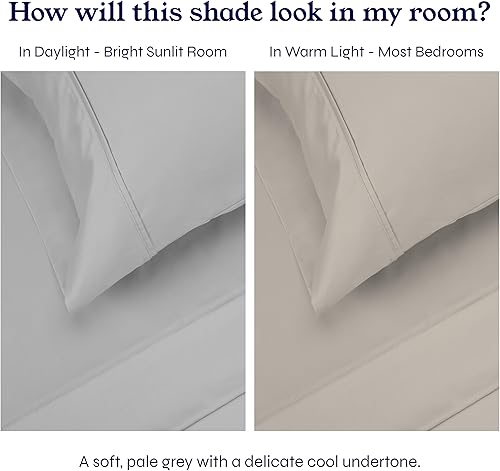 Vista 189 de Juego de sábanas de 400 hilos y 6 piezas, tamaño King, con 4 fundas de almohada, ropa de cama de 100 % algodón con tejido satinado, color azul 12