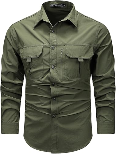 Men's Long Sleeve Fishing Shirt, UPF 50+ Sun Protection Shirt, Lightweight Outdo