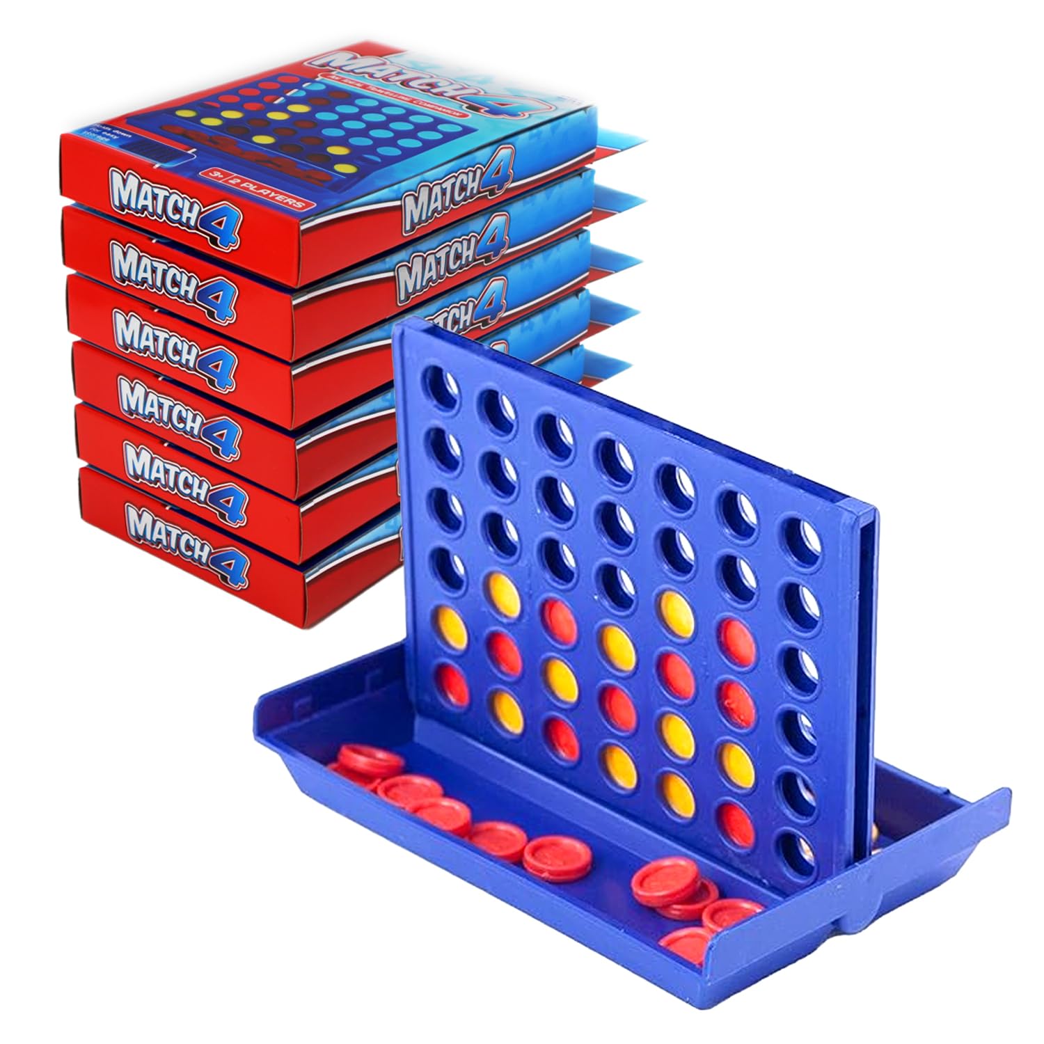 Travel Sized Classic 4 in a Row Game,Mini Size Board Game for Kids, Match Four in a Line, Ideal Travelling Companion for Family Fun, Kids and Adults Will Love This Pocket Sized Game (6 Pack)