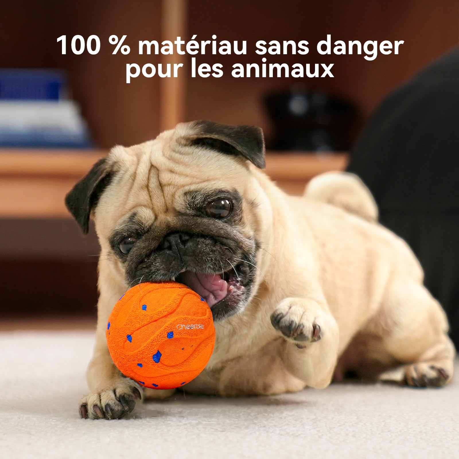 Cheerble Wicked Ball Air Neo – Le Ballon interactif Qui Calme Votre Chien avec Mode apaisant imitant Les battements de cœur, Auto-Rotatif, E-TPU, IPX7 étanche, pour Petites et Grandes Races, Orange
