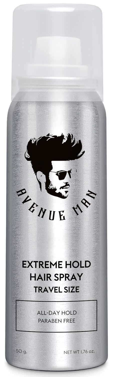 Avenue Man Extreme Hold Hairspray - Travel Size - Frizz-Control, Lightweight & Non-Sticky Extreme Hold Hair Spray for Men - Lightweight and Humidity-Resistant - Mens Hairspray Extra Hold - 1.76 oz