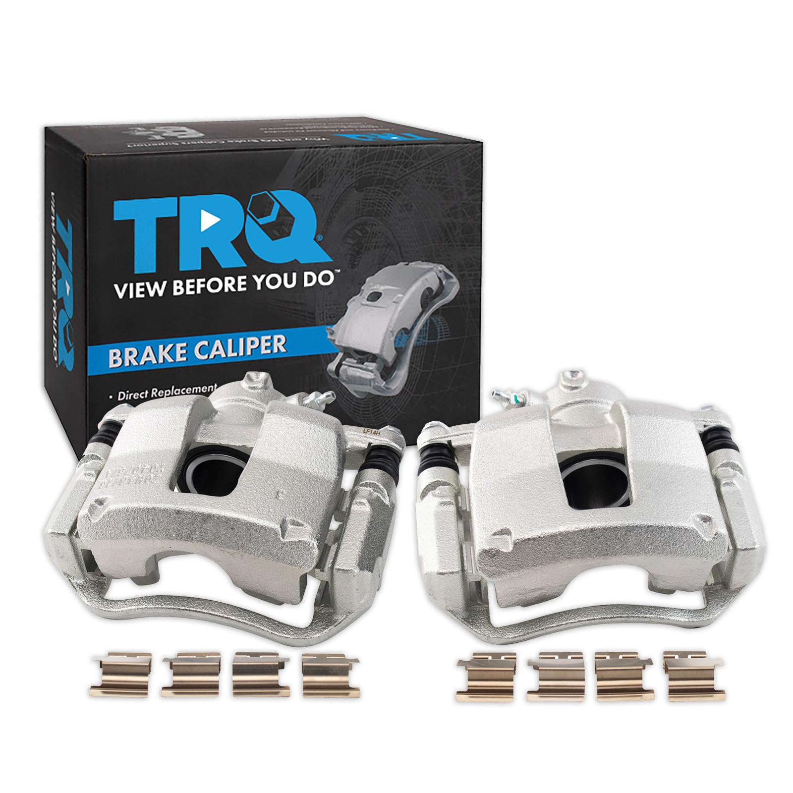 TRQ Rear Driver and Passenger Side Brake Caliper Set Caliper Brackets