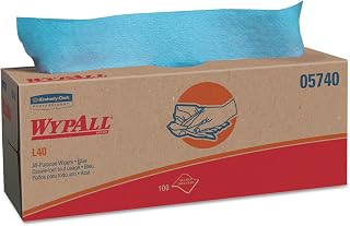WypAll PowerClean L40 Cloths Extra Absorbent Wipes (05740), Pop-Up Box, Bulk Paper Wipers, Blue (9 Packs of 100 Sheets, 900 Sheet Total)