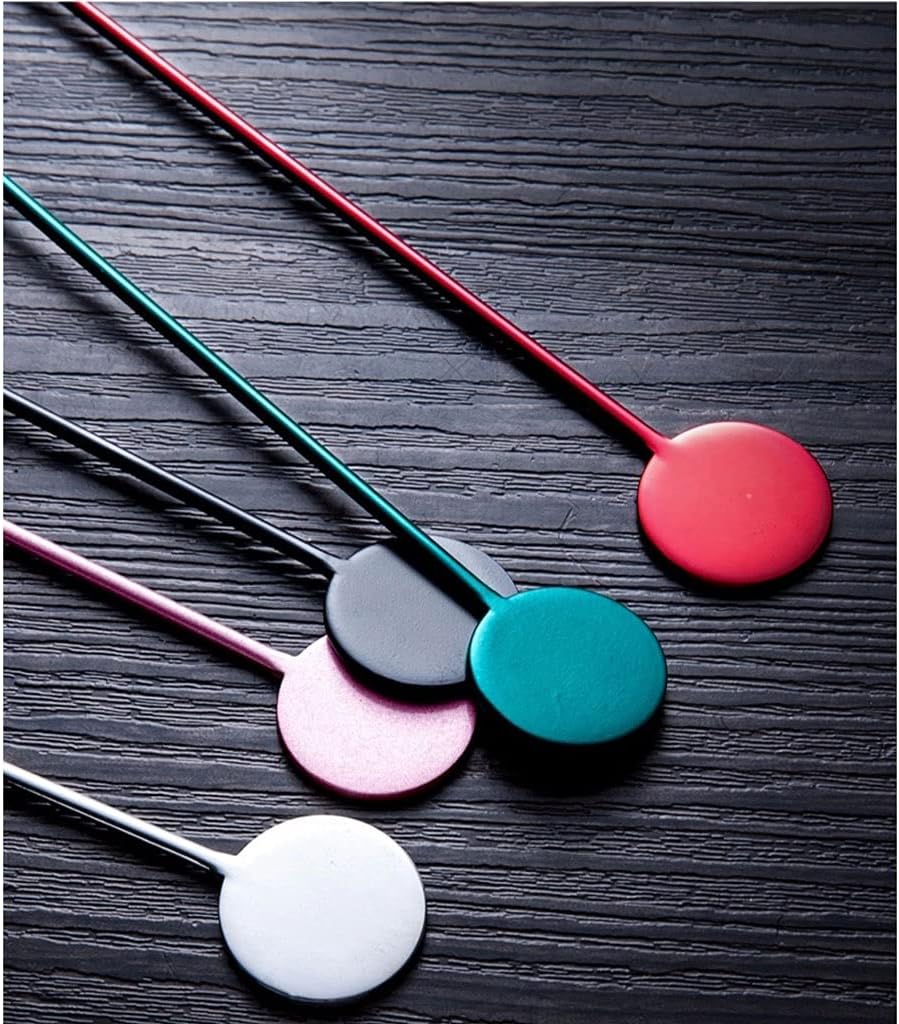 Tea Spoons Long Handle Dessert Spoon Spoon Coffee Cereal Mixing Spoon Drinking Soup Spoon Spoon Ice Tea Spoons (Color : Pink, Size : 4 Pieces) (Green 4 Pieces)