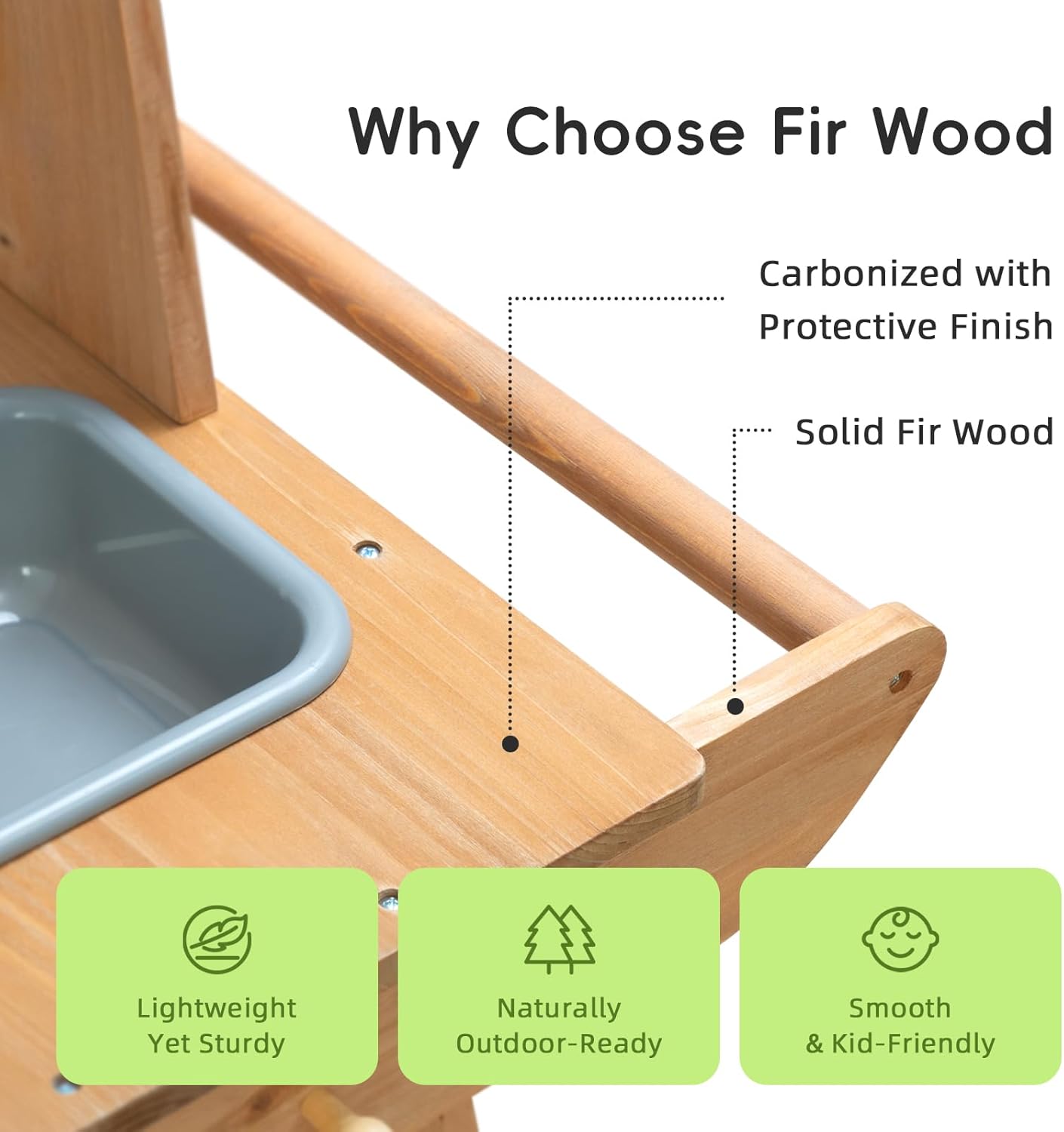 Mud Kitchen for Kids Outdoor with Wheels, Wooden Outdoor Play Kitchen with Removable Sink, Flipable Stove, Ideal Toy for Toddlers Ages 3+