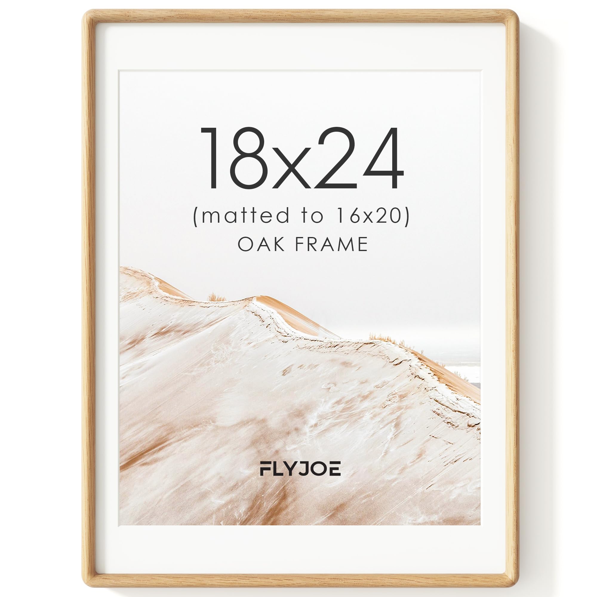 18x24 Picture Frame, Natural Solid Oak Wood Photo Frame, Rounded Corner