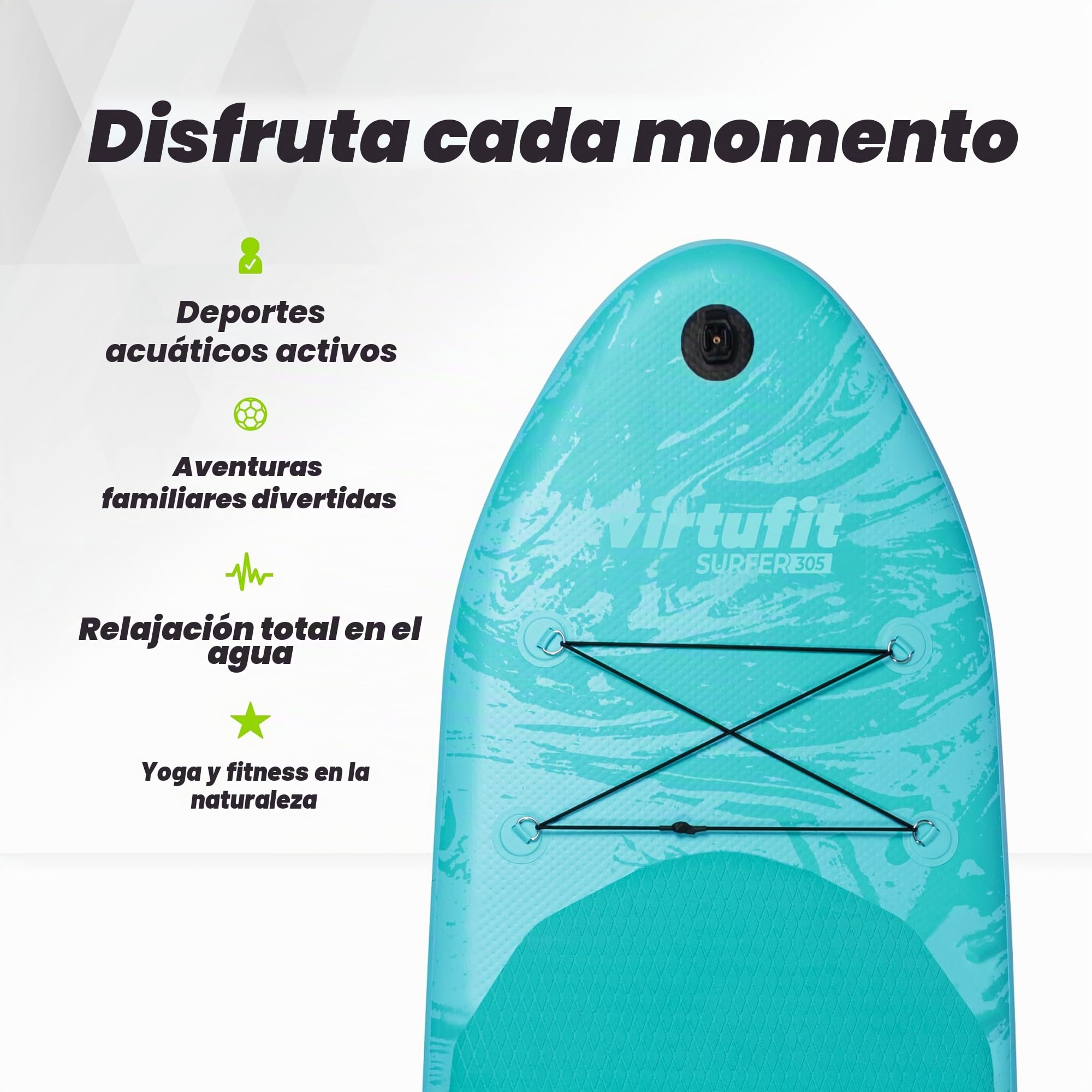 VirtuFit SUP Board Surfer 305 - Tabla de surf hinchable con vela de windsurf - Stand Up Paddle Board negro, incluye accesorios, remo, bomba, bolsa de transporte, soporte para GoPro, principiantes