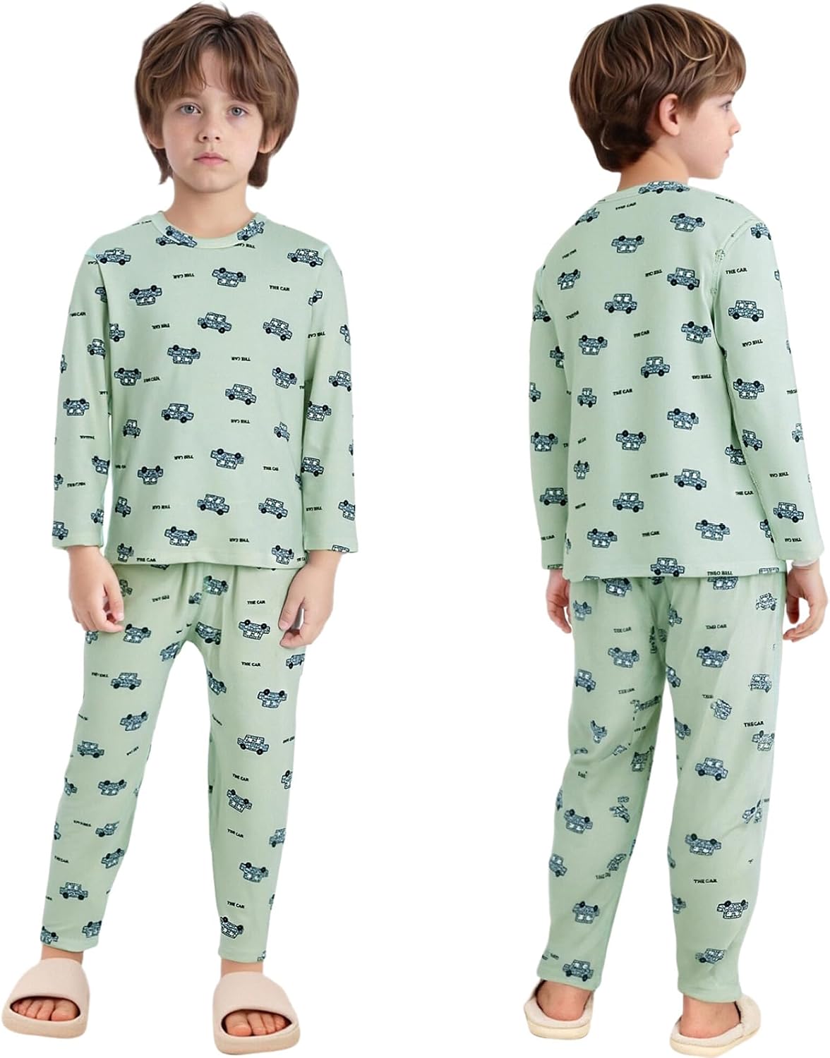 JEYPINMI Boys Thermal Underwear 2-Piece Baselayer Set Casual Wear Fleece Lined Tops Leggings Long Johns