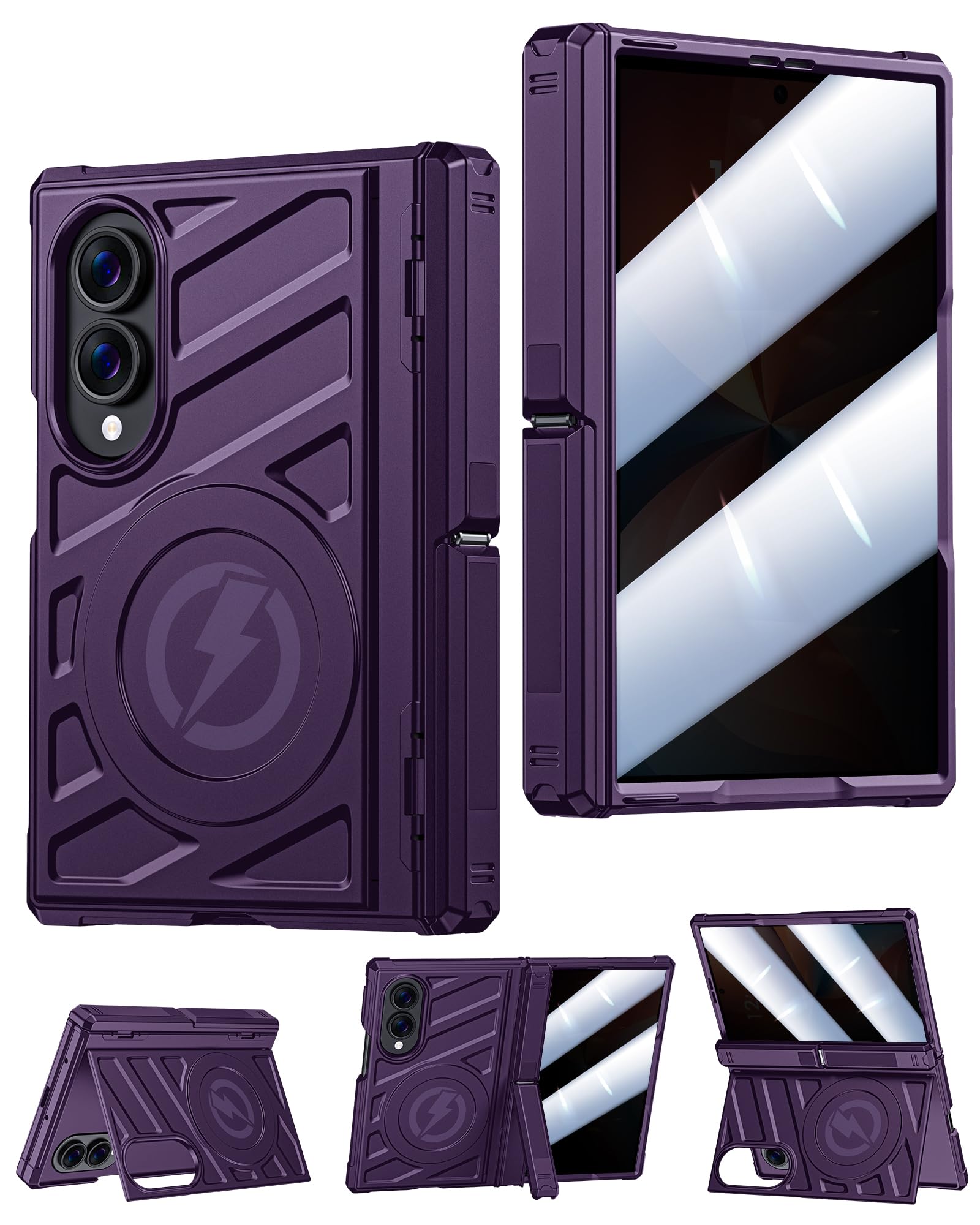 Custodia protettiva per Samsung Galaxy Z Fold 8 5G 2026, compatibile con MagSafe, protezione per lo schermo della privacy, protezione completa della cerniera, cavalletto a doppio angolo