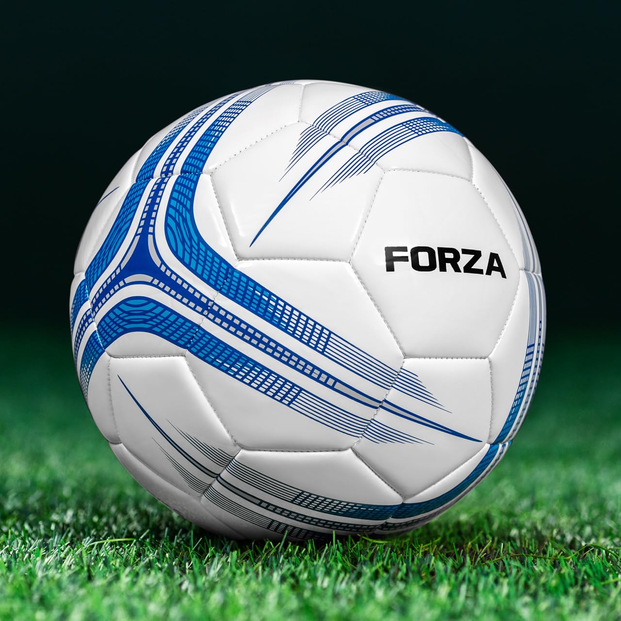 FORZA Footballs with Mesh Storage Carry Bag & Multiple Pack Sizes - Variety of Ball Types for Football Matches, Competitions & Training (Training (White/Blue), Size 5 (Pack of 12))