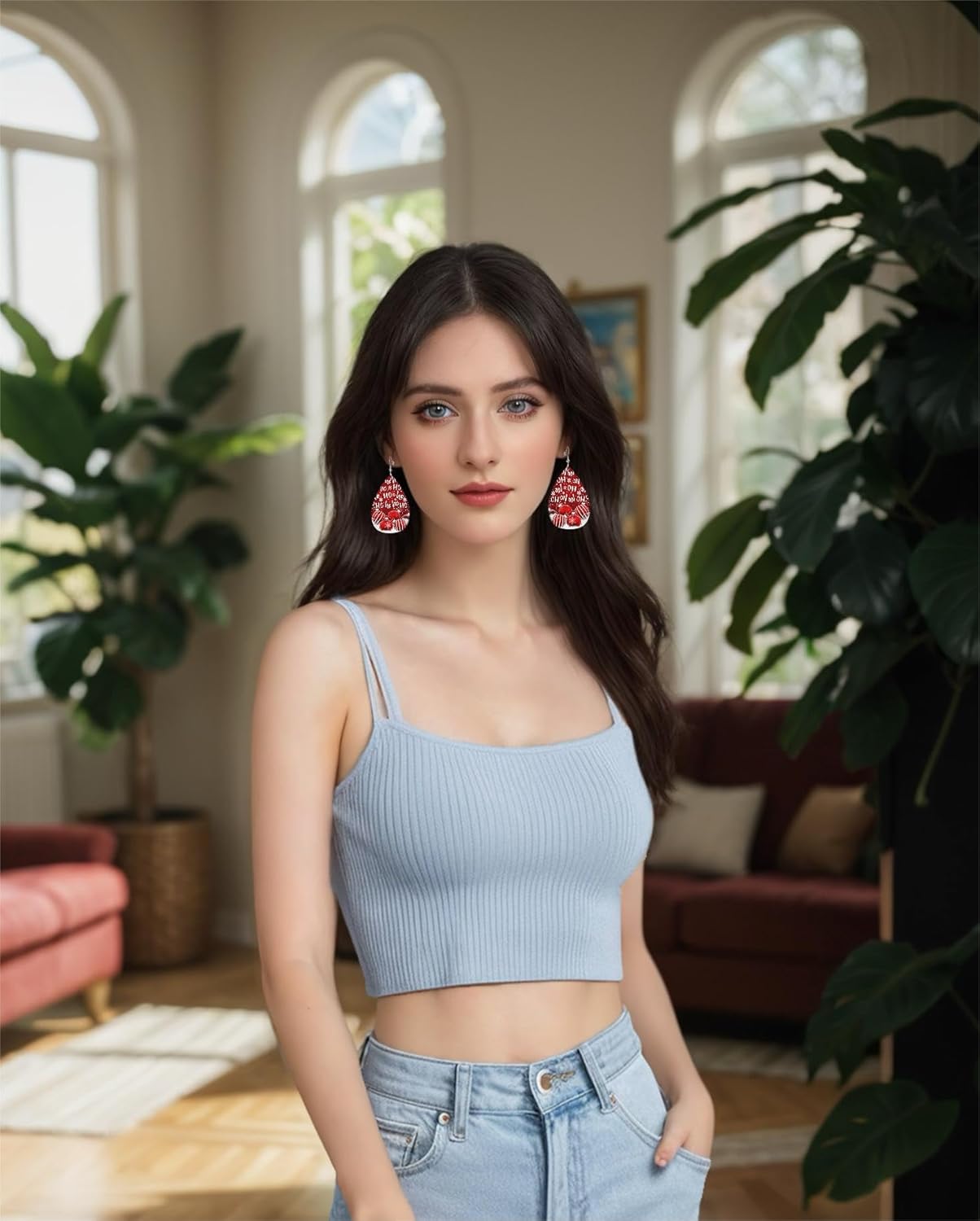 BOFILL Christmas Snowflake Earrings for Women Leather Cute Dangle Lightweight Funny Holiday Outfits Accessories Gifts - Image 5