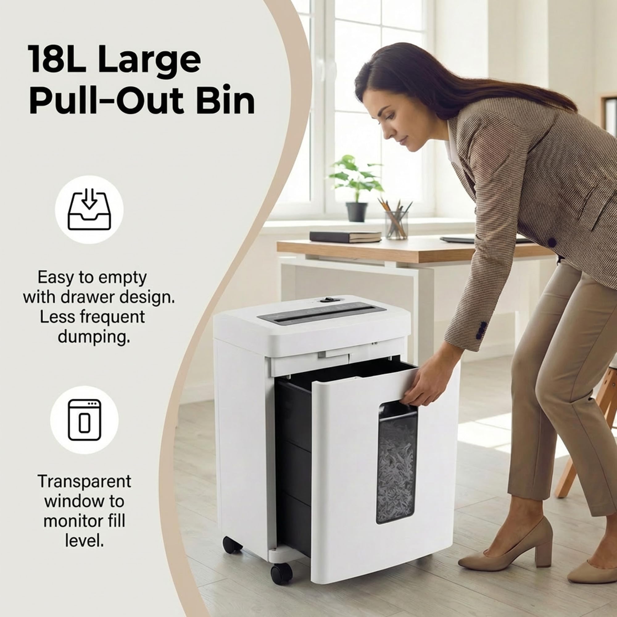 Distruggi Documenti Elettrico Professionale: 10 Fogli Tritacarte Microframmenti P5 Distruggi Carte di Credito e Graffette Cestino 18L Antiblocco Per Casa Ufficio Piccolo Studio Scuola