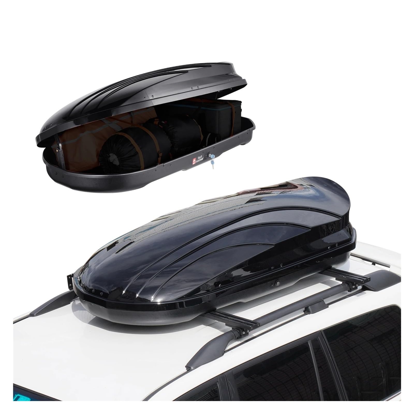 Portaequipajes para Vehículos Cofre De Techo Rígido ABS con Apertura Lateral Y Dos Correas Apto para Coche O Furgoneta(8 Cubic Feet)