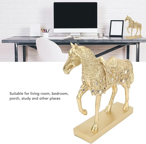Miniatura 5 de Adornos de caballos de escritorio, decoración de caballos dorados, estatua de caballo caminante, arte animal, figuritas y estatua, adorno decorativo