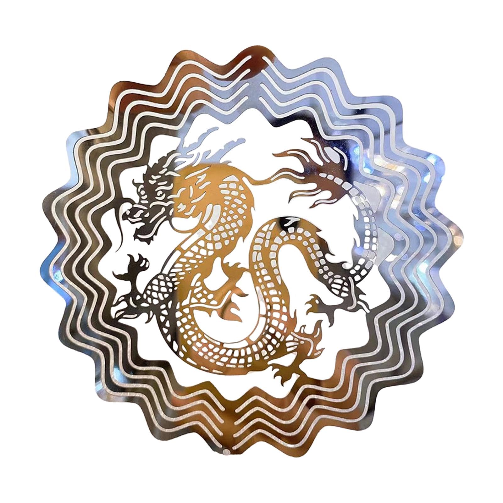 Dragon Wind Spinner Metal Garden Decorations for Balcony Indoor Outdoor Wall Silver-image-10