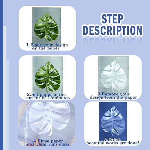 Miniatura 6 de BBTO 100 hojas de papel cianotipo Sun A4 A5 A6 impresión solar de sensibilidad de dibujo natural para niños y adultos, proyecto de arte de