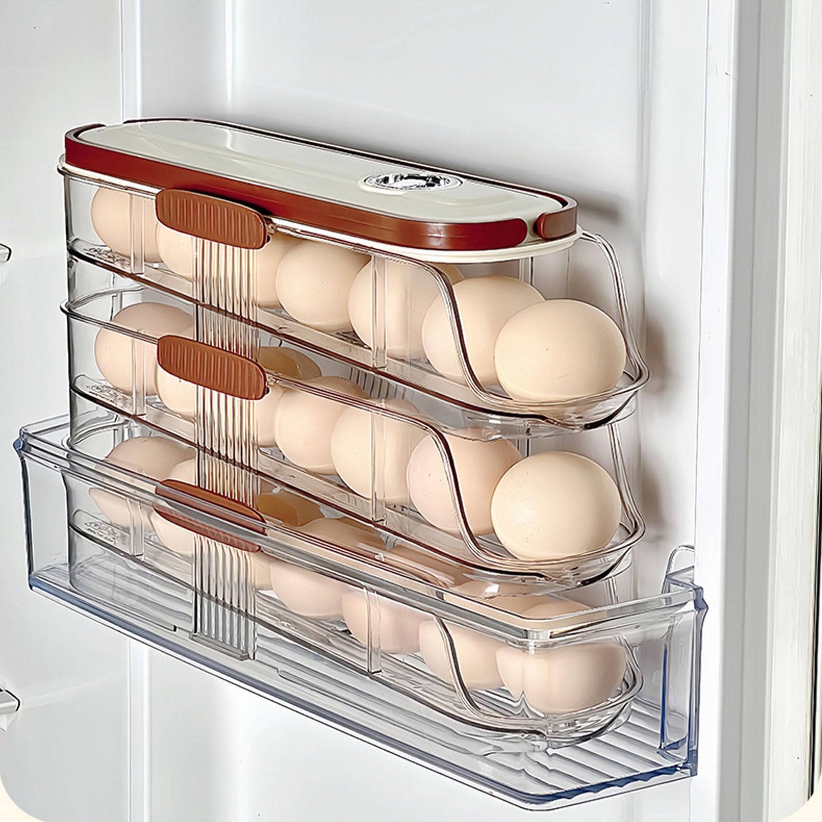 Boîte de rangement automatique frigo 3 couches contre le gaspillage