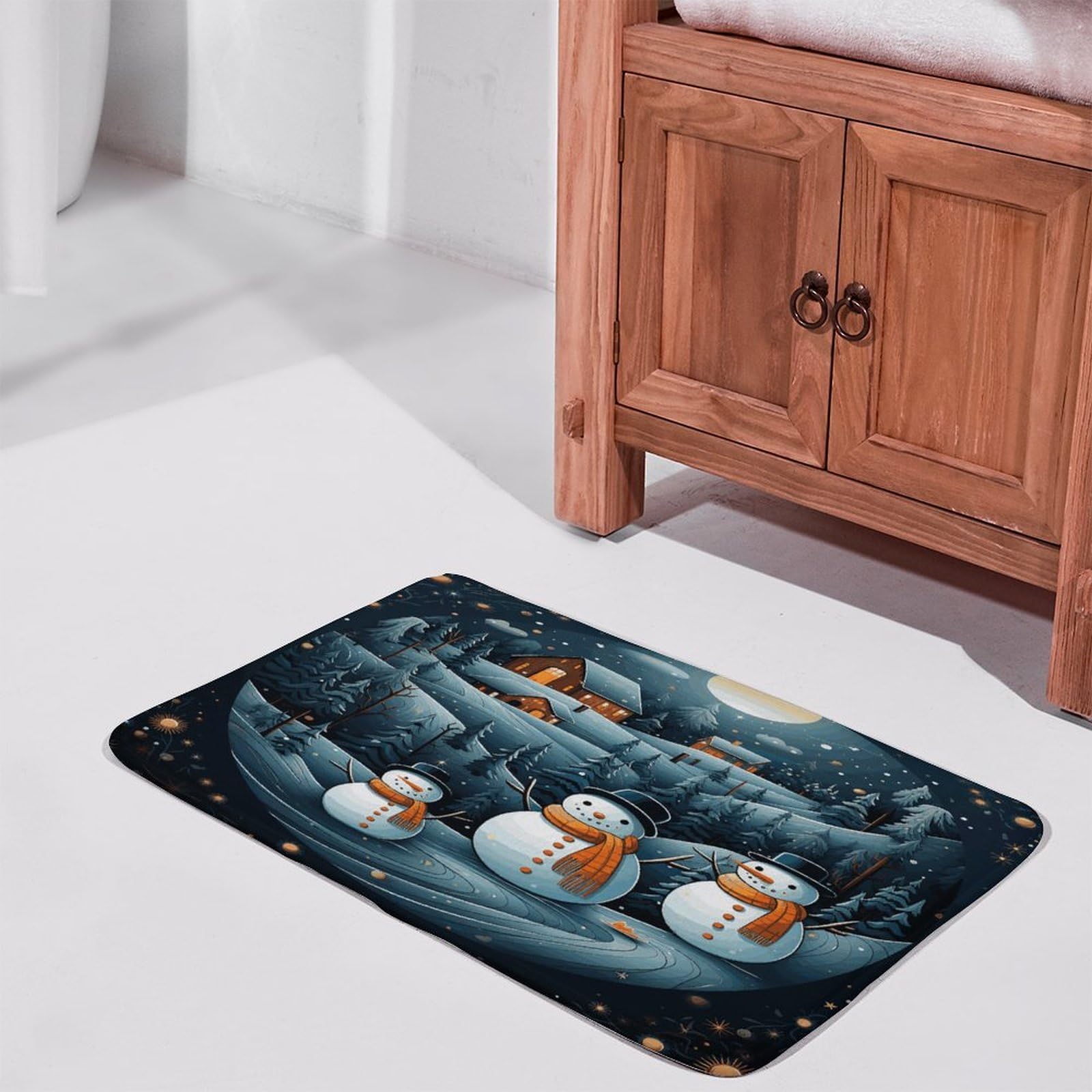 Felpudo de bienvenida para interiores y exteriores, antideslizante, para Navidad, Papá Noel, pingüino, para entrada, porche, lavandería, baño, dormitorio, alfombra de 40 cm x 60 cm