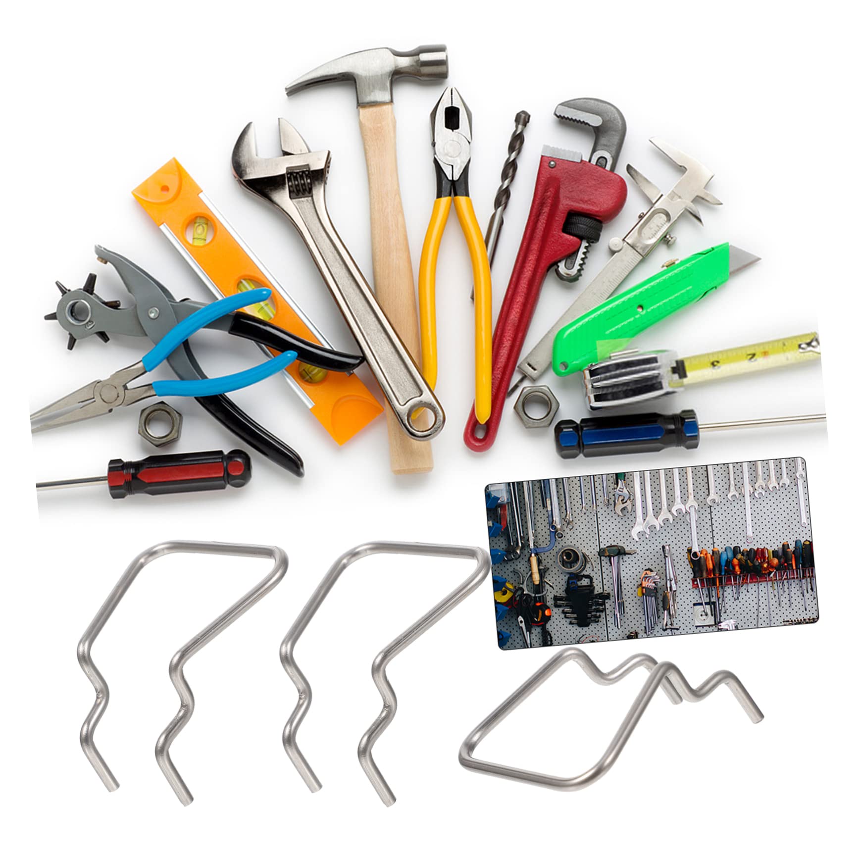 PLAFOPE Ganci per Pannello Forato Antiscivolo Set 12 in Acciaio Inossidabile Facili da Installare per Parete Attrezzata Officina e Garage