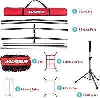 Vista 7 de 7'X7' Baseball Softball Practice Net,Pitching Net,Batting Net,with Baseball Tee,Bonus Strike Zone and Bow Frame,for Hitting,Pitching, Catching