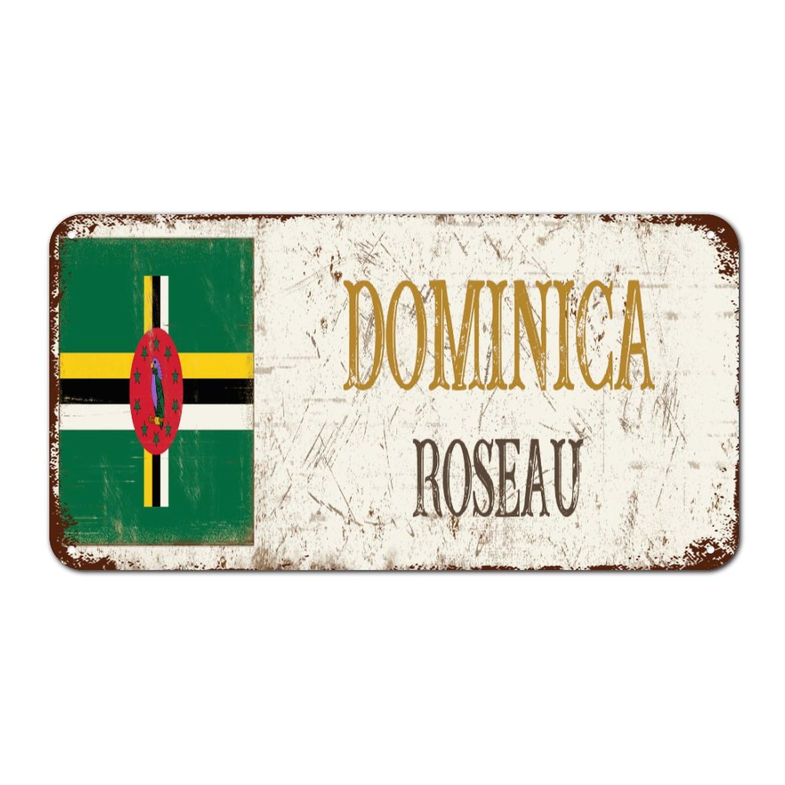 Yelolyio Style-6 Dominica Roseau Metal Tin Sign Wall Plaque Dominica Vintage Retro Metal Signs Travel Gift Souvenir Metal Tin Sign For Pub Restaurants Cafe Club 12X6in