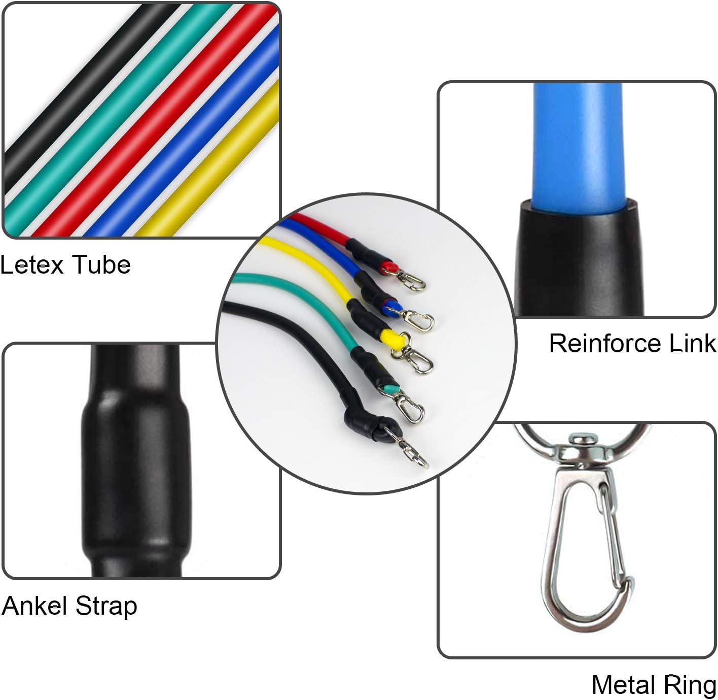 Resistance Bands Set Workout Bands, Exercise Bands with Handles and Door Anchor, Legs Ankle Straps for Physical Therapy, Resistance Training, Home Workout