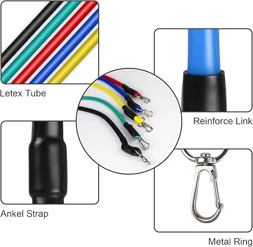 Miniatura 5 de Juego de bandas de resistencia, bandas de ejercicio con asas y anclaje de puerta, correas de tobillo para terapia física, entrenamiento de