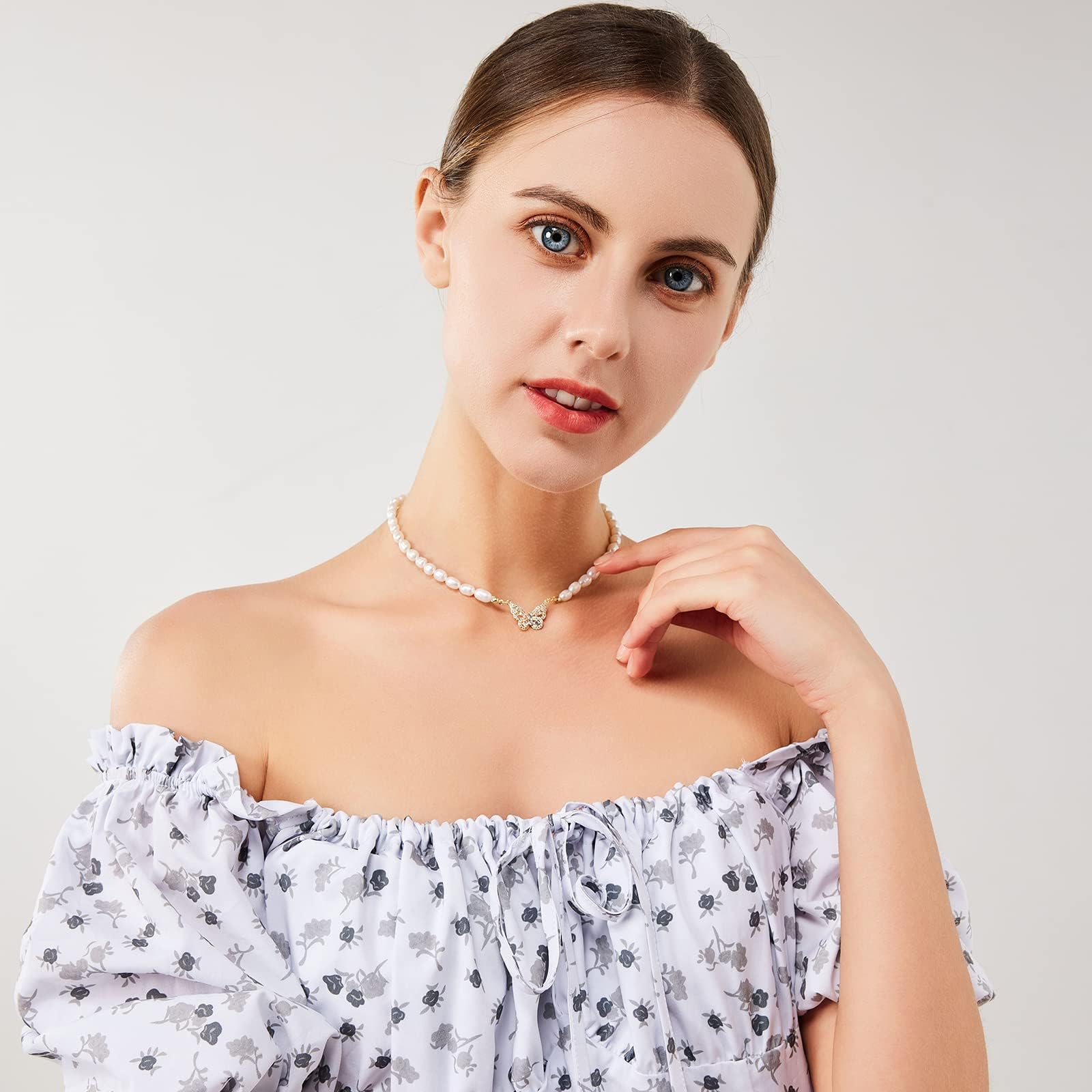 Collier de perles d'eau douce pour femme - Perles véritables - Bijou exquis de style baroque pour mère, fille, petite amie pour anniversaire, fête des mères, Saint-Valentin