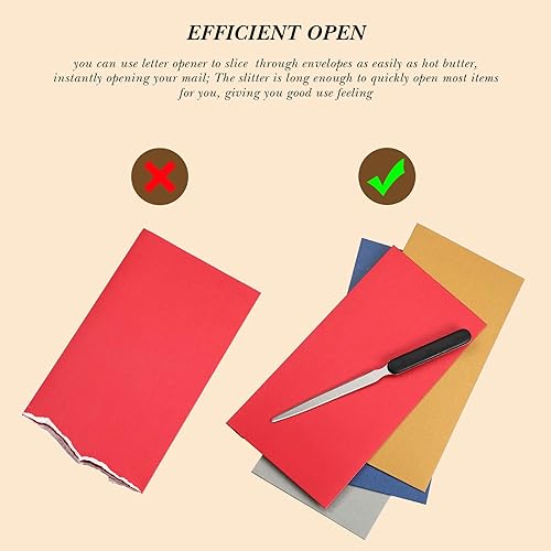 Miniatura 4 de Zonon Abrecartas de oficina, 3 piezas de acero inoxidable con borde de cuchillo, abridores de sobres, cuchillos ligeros para cartas de mano,